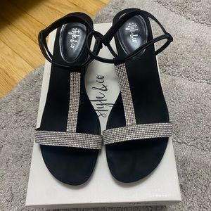 STYLECO BLACK HEELS WITH SPARKLE STRAPS